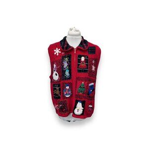 Designers Originals Studio Fa La La Red XL Christmas Sweater Vest